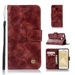 For Xiaomi Redmi 4X Retro Copper Button Crazy Horse Horizontal Flip PU Leather Case with Holder & Card Slots & Wallet & Lanyard(Wine Red)