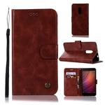 For Xiaomi Redmi Note 4 Retro Copper Button Crazy Horse Horizontal Flip PU Leather Case with Holder & Card Slots & Wallet & Lanyard(Wine Red)