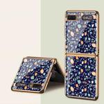 For Samsung Galaxy Z Flip 5G GKK Floral Pattern Electroplating Painted Glass Case(Floral 03)