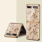 For Samsung Galaxy Z Flip 5G GKK Floral Pattern Electroplating Painted Glass Case(Floral 05)