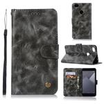 For Xiaomi Redmi Note 5A Retro Copper Button Crazy Horse Horizontal Flip PU Leather Case with Holder & Card Slots & Wallet & Lanyard(Gray)