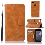 For Xiaomi Redmi Note 5A Retro Copper Button Crazy Horse Horizontal Flip PU Leather Case with Holder & Card Slots & Wallet & Lanyard(Gold Yellow)