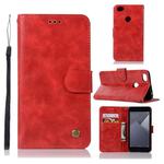 For Xiaomi Redmi Note 5A Retro Copper Button Crazy Horse Horizontal Flip PU Leather Case with Holder & Card Slots & Wallet & Lanyard(Red)