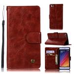 For Xiaomi Mi 5S Retro Copper Button Crazy Horse Horizontal Flip PU Leather Case with Holder & Card Slots & Wallet & Lanyard(Wine Red)