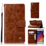 For Xiaomi Mi 5S Retro Copper Button Crazy Horse Horizontal Flip PU Leather Case with Holder & Card Slots & Wallet & Lanyard(Brown)