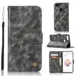 For Xiaomi Mi 5X Retro Copper Button Crazy Horse Horizontal Flip PU Leather Case with Holder & Card Slots & Wallet & Lanyard(Gray)