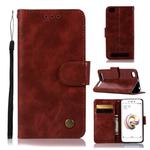 For Xiaomi Redmi 5A Retro Copper Button Crazy Horse Horizontal Flip PU Leather Case with Holder & Card Slots & Wallet & Lanyard(Wine Red)