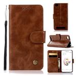 For Xiaomi Redmi 5A Retro Copper Button Crazy Horse Horizontal Flip PU Leather Case with Holder & Card Slots & Wallet & Lanyard(Brown)