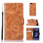 For Xiaomi Mi 6 Retro Copper Button Crazy Horse Horizontal Flip PU Leather Case with Holder & Card Slots & Wallet & Lanyard(Gold Yellow)