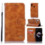 For Xiaomi Redmi Note 5 Pro Retro Copper Button Crazy Horse Horizontal Flip PU Leather Case with Holder & Card Slots & Wallet & Lanyard(Gold Yellow)