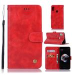 For Xiaomi Redmi Note 5 Pro Retro Copper Button Crazy Horse Horizontal Flip PU Leather Case with Holder & Card Slots & Wallet & Lanyard(Red)