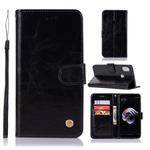 For Xiaomi Redmi Note 5 Pro Retro Copper Button Crazy Horse Horizontal Flip PU Leather Case with Holder & Card Slots & Wallet & Lanyard(Black)