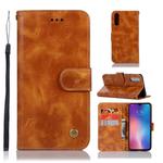 For Xiaomi Mi 9 Retro Copper Button Crazy Horse Horizontal Flip PU Leather Case with Holder & Card Slots & Wallet & Lanyard(Gold Yellow)