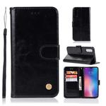 For Xiaomi Mi 9 Retro Copper Button Crazy Horse Horizontal Flip PU Leather Case with Holder & Card Slots & Wallet & Lanyard(Black)