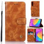 For Xiaomi Mi CC9 Retro Copper Button Crazy Horse Horizontal Flip PU Leather Case with Holder & Card Slots & Wallet & Lanyard(Gold Yellow)