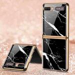 For Samsung Galaxy Z Flip 5G GKK Marble Pattern Electroplating Painted Glass Case(Marble 07)