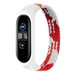 For Xiaomi Mi Band 6 / 5 / 4 / 3 Universal Nylon Elasticity Weave Watch Band, Size:XS 140mm(Red White)