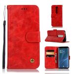 For Sony Xperia 1 Retro Copper Button Crazy Horse Horizontal Flip PU Leather Case with Holder & Card Slots & Wallet & Lanyard(Red)