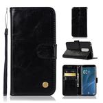 For Sony Xperia 1 Retro Copper Button Crazy Horse Horizontal Flip PU Leather Case with Holder & Card Slots & Wallet & Lanyard(Black)