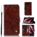 For Sony Xperia 10 Retro Copper Button Crazy Horse Horizontal Flip PU Leather Case with Holder & Card Slots & Wallet & Lanyard(Brown)