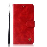 For Sony Xperia 10 Plus Retro Copper Button Crazy Horse Horizontal Flip PU Leather Case with Holder & Card Slots & Wallet & Lanyard(Red)