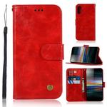 For Sony Xperia L3 Retro Copper Button Crazy Horse Horizontal Flip PU Leather Case with Holder & Card Slots & Wallet & Lanyard(Red)