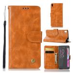 For Sony Xperia L1 Retro Copper Button Crazy Horse Horizontal Flip PU Leather Case with Holder & Card Slots & Wallet & Lanyard(Gold Yellow)