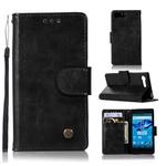 For Sony Xperia X Compact Retro Copper Button Crazy Horse Horizontal Flip PU Leather Case with Holder & Card Slots & Wallet & Lanyard(Black)