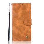 For Sony Xperia XA1 Plus Retro Copper Button Crazy Horse Horizontal Flip PU Leather Case with Holder & Card Slots & Wallet & Lanyard(Gold Yellow)
