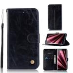 For Sony Xperia XA3 Retro Copper Button Crazy Horse Horizontal Flip PU Leather Case with Holder & Card Slots & Wallet & Lanyard(Black)