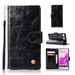For Sony Xperia XZ1 Retro Copper Button Crazy Horse Horizontal Flip PU Leather Case with Holder & Card Slots & Wallet & Lanyard(Black)