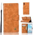For Sony Xperia XZ Retro Copper Button Crazy Horse Horizontal Flip PU Leather Case with Holder & Card Slots & Wallet & Lanyard(Gold Yellow)