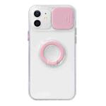 For iPhone 11 Pro Max Sliding Camera Cover Design TPU Protective Case with Ring Holder (Pink)