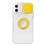 For iPhone 11 Pro Max Sliding Camera Cover Design TPU Protective Case with Ring Holder (Yellow)