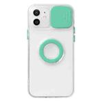 For iPhone 12 Sliding Camera Cover Design TPU Protective Case with Ring Holder(Mint Green)