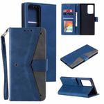 For Samsung Galaxy Note20 Ultra Stitching Calf Texture Horizontal Flip Leather Case with Holder & Card Slots & Wallet(Dark Blue)