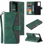For Samsung Galaxy Note20 Ultra Stitching Calf Texture Horizontal Flip Leather Case with Holder & Card Slots & Wallet(Green)