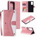 For Samsung Galaxy S20 Ultra Stitching Calf Texture Horizontal Flip Leather Case with Holder & Card Slots & Wallet(Rose Gold)