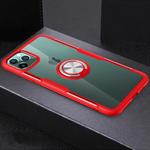 For iPhone 11 Pro Max Shockproof Transparent TPU + Acrylic Protective Case with Ring Holder(Red)