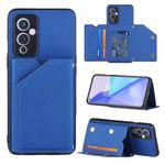 For OnePlus 9 Skin Feel PU + TPU + PC Back Cover Shockproof Case with Card Slots & Holder & Photo Frame(Blue)