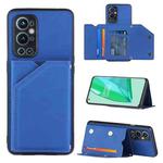 For OnePlus 9 Pro Skin Feel PU + TPU + PC Back Cover Shockproof Case with Card Slots & Holder & Photo Frame(Blue)