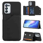 For OPPO A93 5G Skin Feel PU + TPU + PC Back Cover Shockproof Case with Card Slots & Holder & Photo Frame(Black)