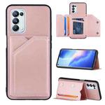 For OPPO A93 5G Skin Feel PU + TPU + PC Back Cover Shockproof Case with Card Slots & Holder & Photo Frame(Rose Gold)