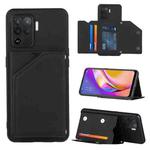 For OPPO A94 Skin Feel PU + TPU + PC Back Cover Shockproof Case with Card Slots & Holder & Photo Frame(Black)