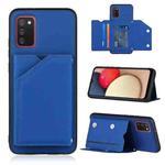 For Samsung Galaxy A02s (EU Version) Skin Feel PU + TPU + PC Back Cover Shockproof Case with Card Slots & Holder & Photo Frame(Blue)