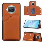 For Xiaomi Mi 10T Lite 5G Skin Feel PU + TPU + PC Back Cover Shockproof Case with Card Slots & Holder & Photo Frame(Brown)