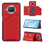 For Xiaomi Mi 10T Lite 5G Skin Feel PU + TPU + PC Back Cover Shockproof Case with Card Slots & Holder & Photo Frame(Red)