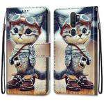 For OPPO A9 (2020) / A5 (2020) / A11X / A11 Coloured Drawing Cross Texture Horizontal Flip PU Leather Case with Holder & Card Slots & Wallet & Lanyard(Leather Shoes Cat)