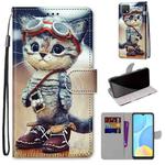 For OPPO A15 / A15s Coloured Drawing Cross Texture Horizontal Flip PU Leather Case with Holder & Card Slots & Wallet & Lanyard(Leather Shoes Cat)