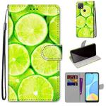 For OPPO A15 / A15s Coloured Drawing Cross Texture Horizontal Flip PU Leather Case with Holder & Card Slots & Wallet & Lanyard(Green Lemon)